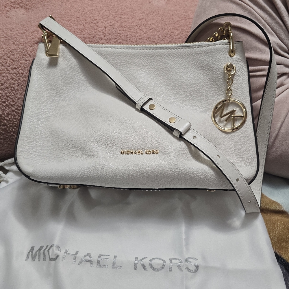 Michael Kors White Leather Shoulder Bag